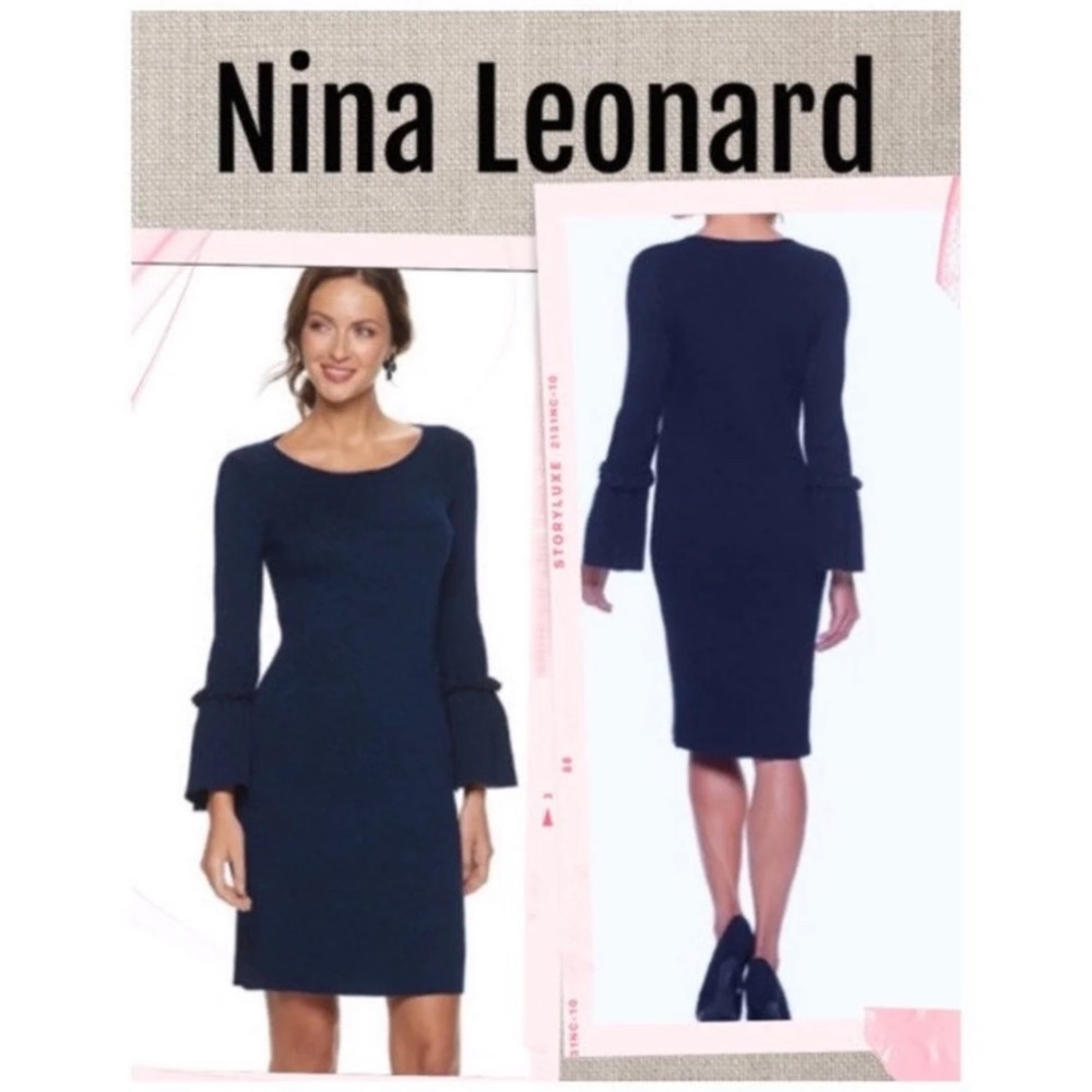 NEW Nina Leonard Dress NEW WITH TAGS stunning navy blue dress Size M